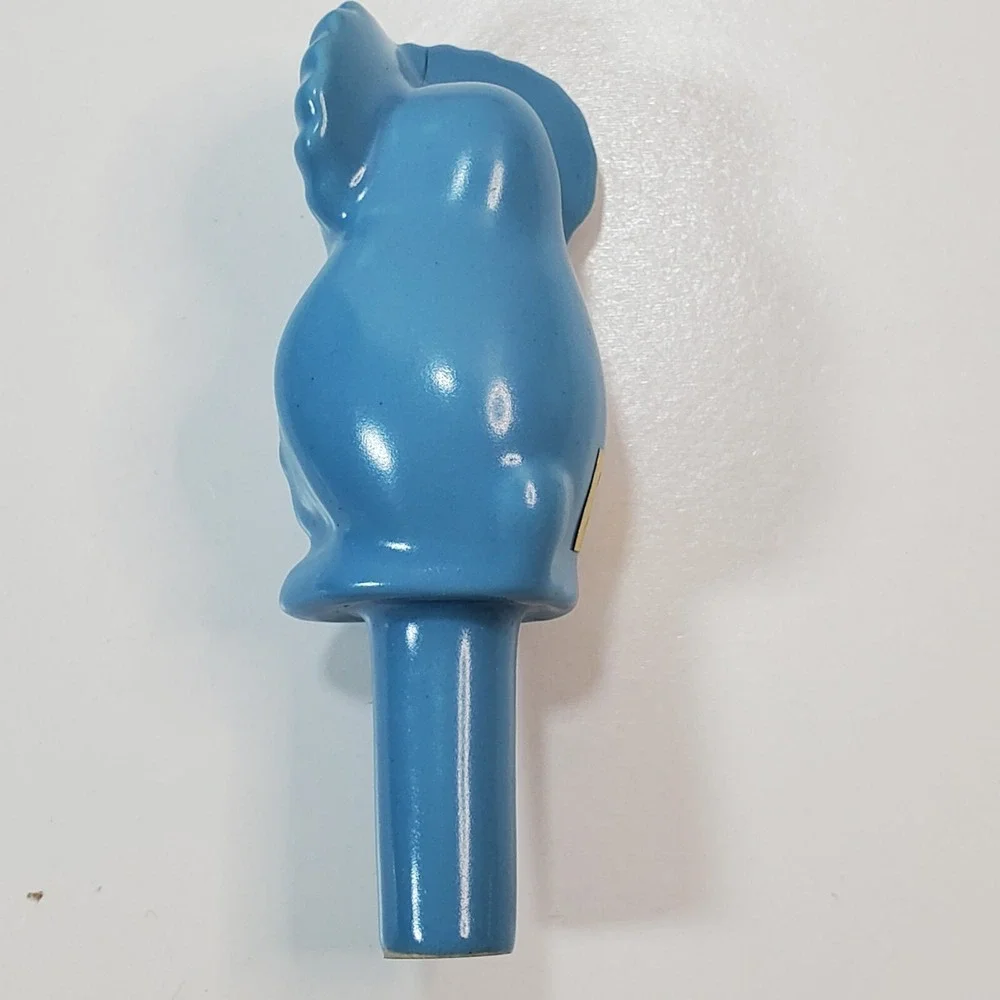Artisian Blue Owl Ceramic Wine Bottle Stopper Topper Made in Peru Figurine